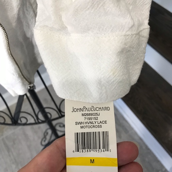New JohnPaulRichard White Light Zip Up Jacket M - Picture 5 of 8